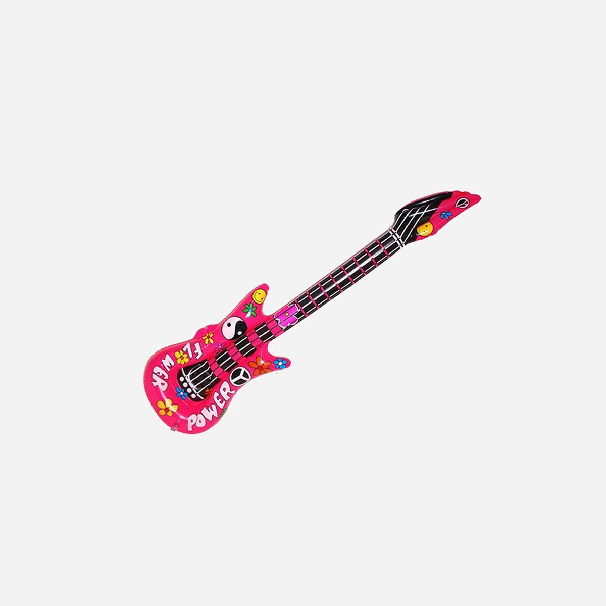 Guitare gonflable motifs "flower power" rose 1,05 m