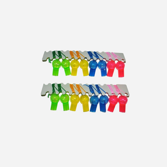 Lot de 16 sifflets en plastique boule