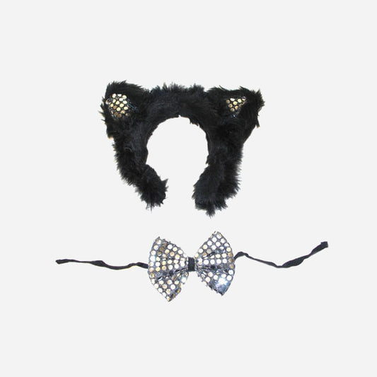 Kit de déguisement de chat noir à sequins 2 pièces
