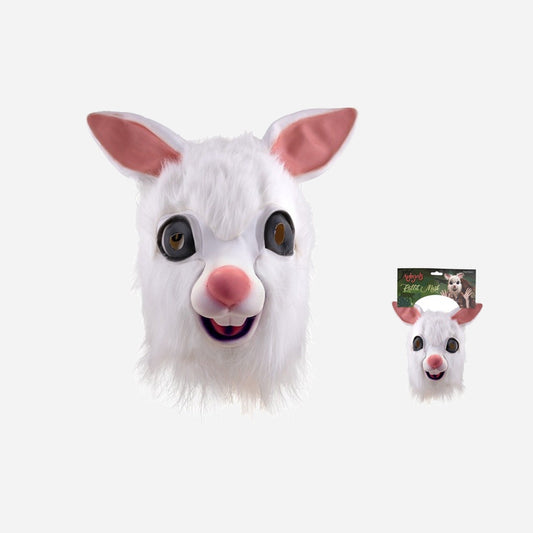 Masque latex lapin blanc avec fourrure adulte