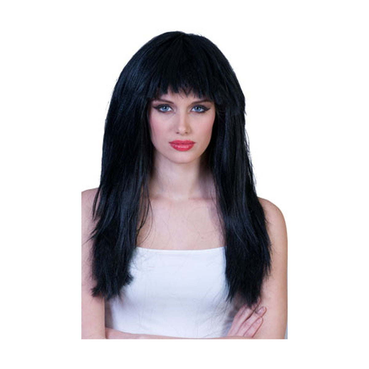Perruque cheveux longs épais noir