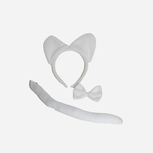 Kit de déguisement de chat blanc 3 pièces
