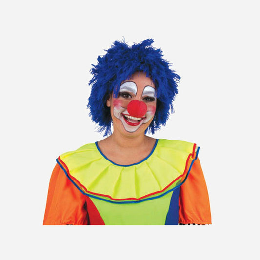 Perruque de clown en laine bleu