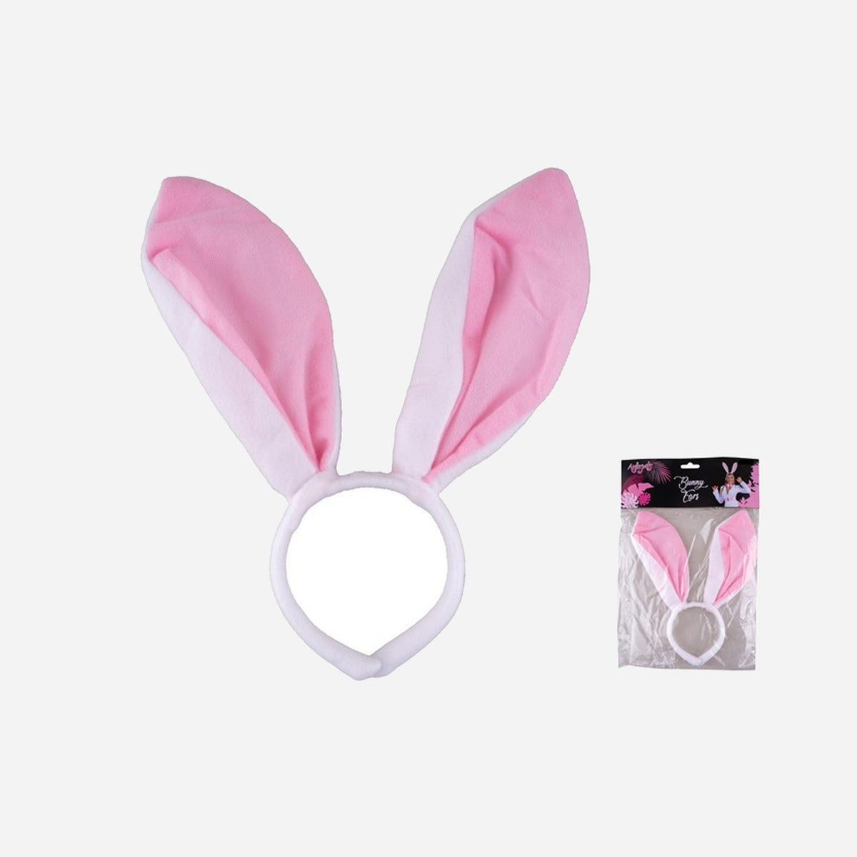 Serre-tête oreilles de lapin rose géantes 32 cm