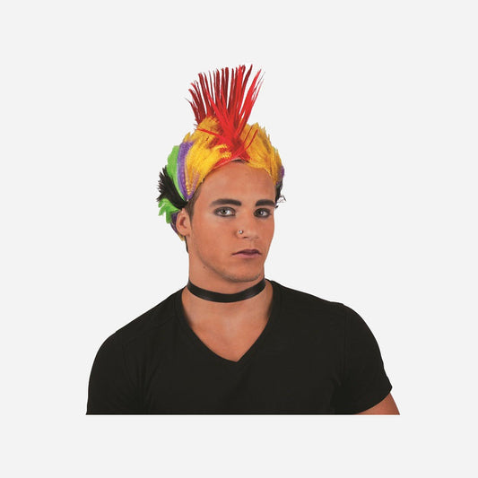 Perruque punk iroquois multicolore