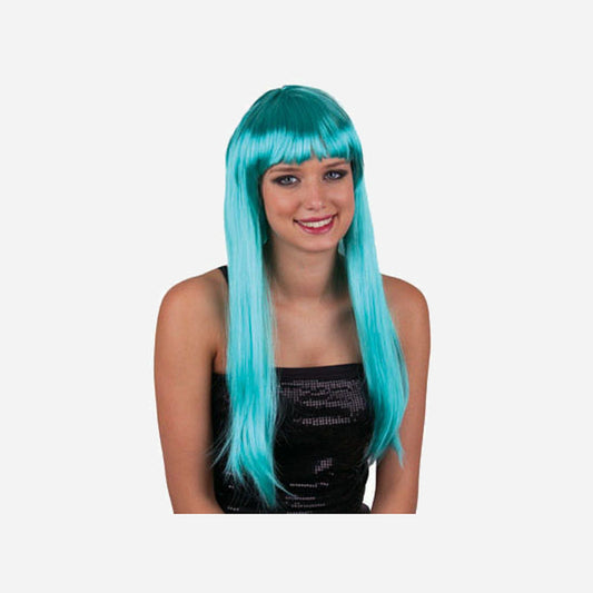 Perruque cheveux longs pretty pony vert/bleu