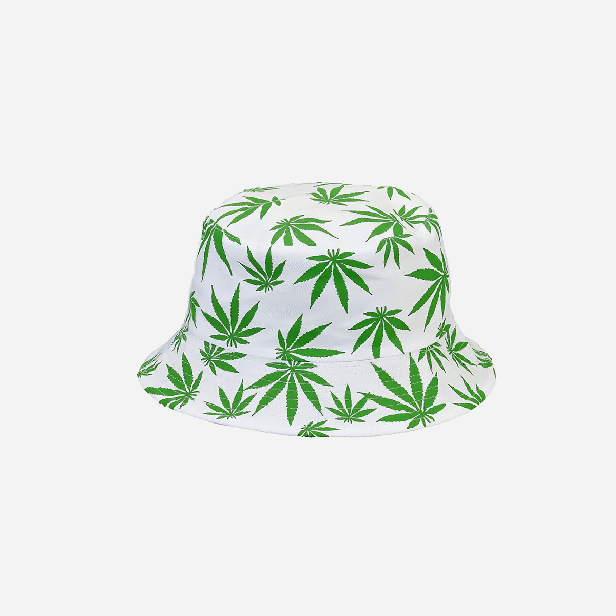 Chapeau bob blanc motifs feuilles cbd vert adulte