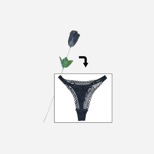 Rose avec string Panty noir 50 cm