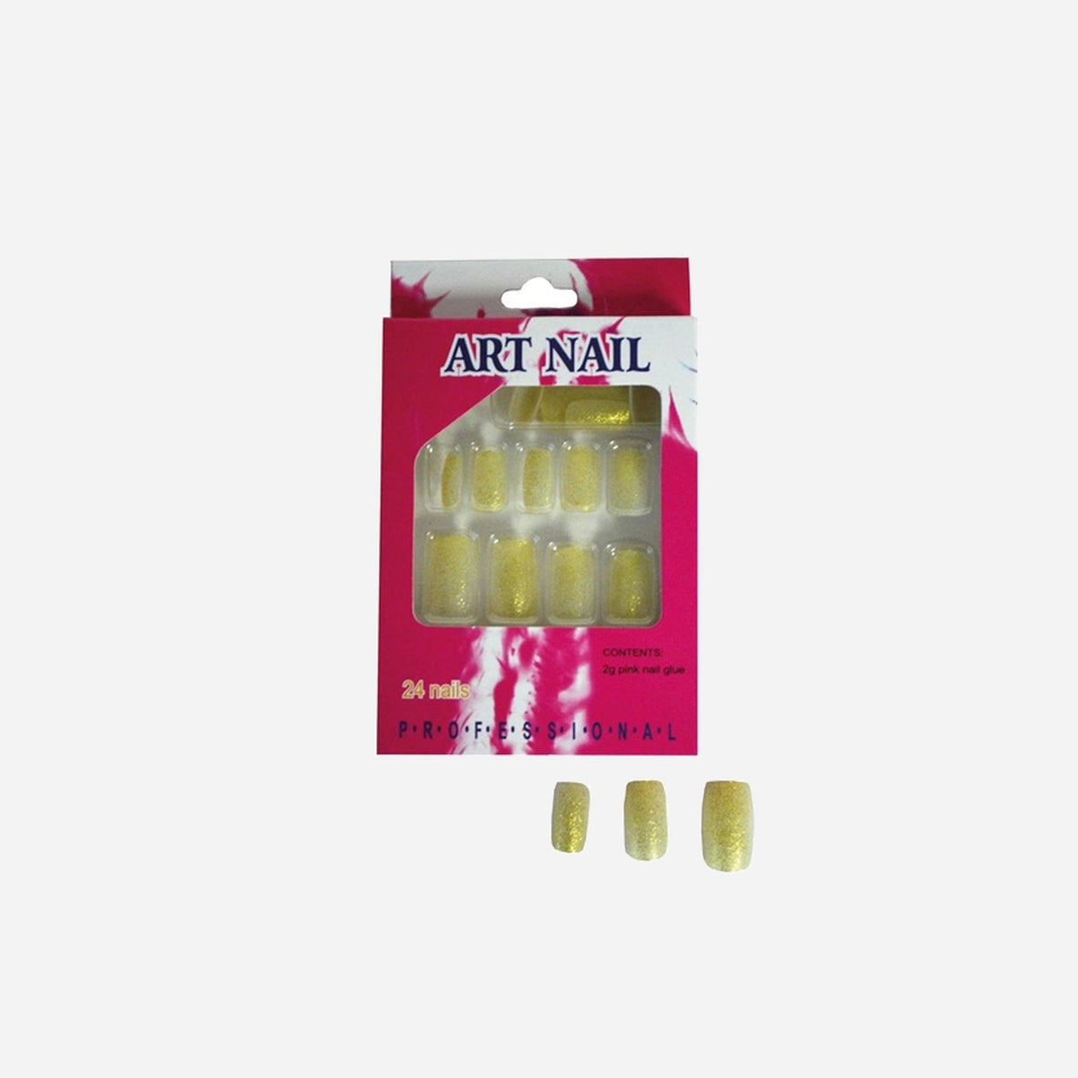 Lot de 24 faux ongles à paillettes or