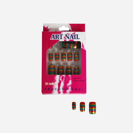 Lot de 24 faux ongles multicolore
