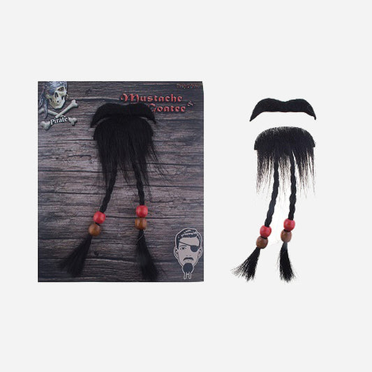 Lot de moustache et barbe de pirate 22 cm