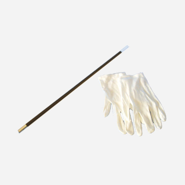 Paire de gants de magicien avec baguette magique de déguisement