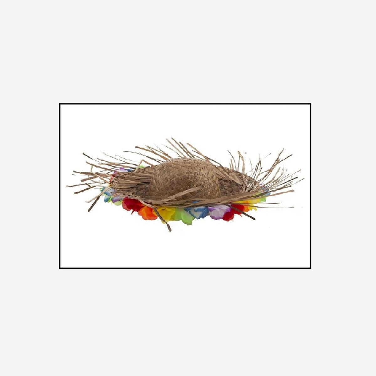 Chapeau Tahiti Hawaï à fleurs et franges