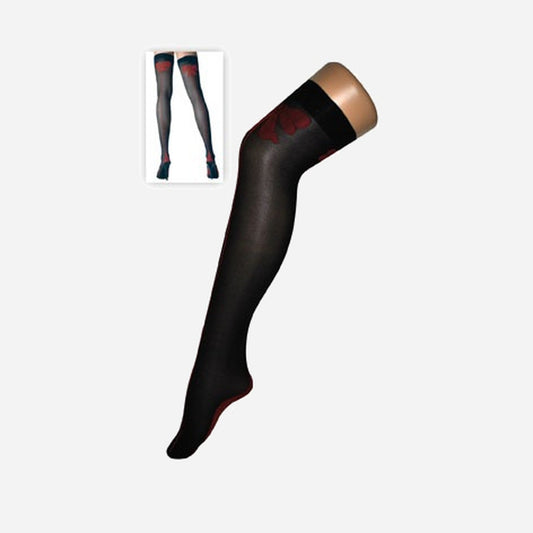 Paire de bas noir avec noeud papillon rouge