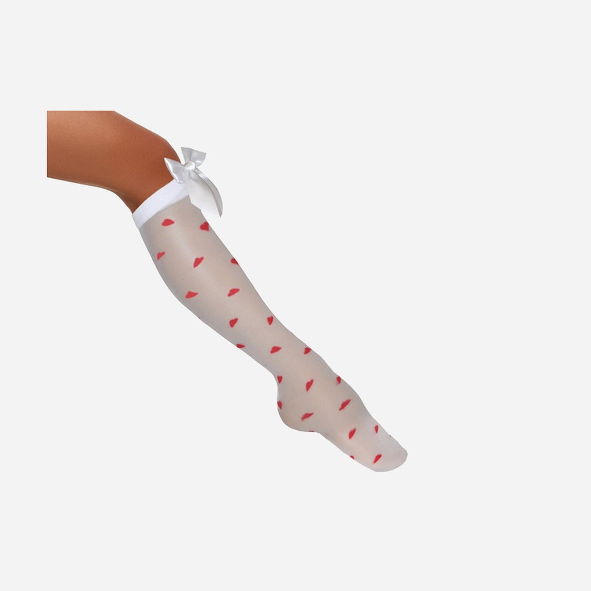Paire de bas avec coeurs & noeud papillon blanc