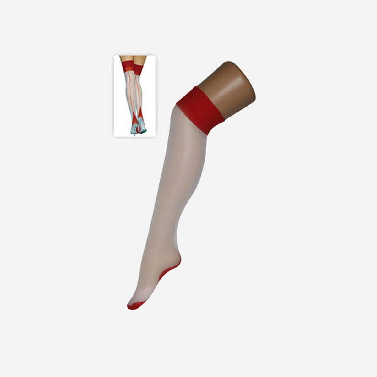 Paire de bas pour femme blanc avec bordure rouge
