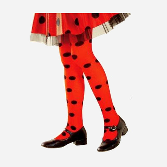 Paire de bas pour femme rouge à pois noir