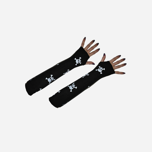 Paire de mitaines pirates longs noir de déguisement