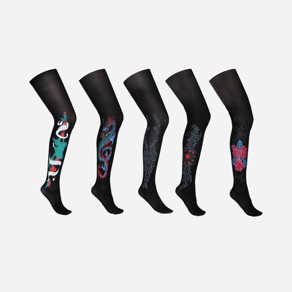 Collant motif tatoo noir assorti femme