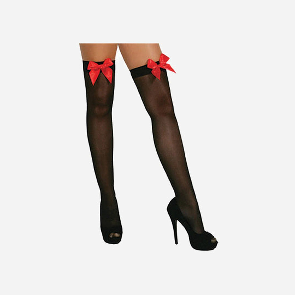 Paire de bas noir avec noeud rouge