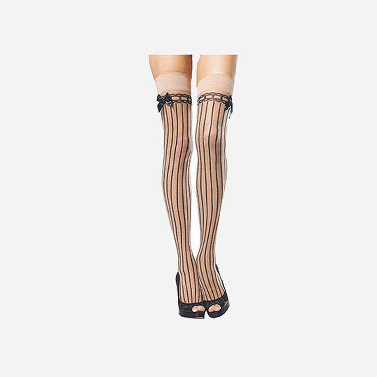 Paire de bas rayés pour femme noir