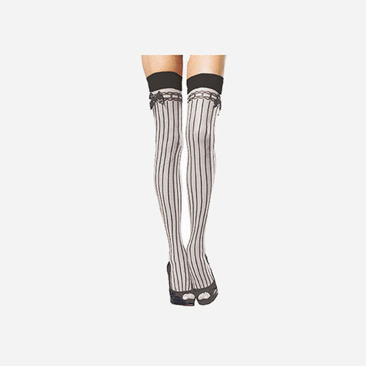Paire de bas rayé pour femme blanc & noir