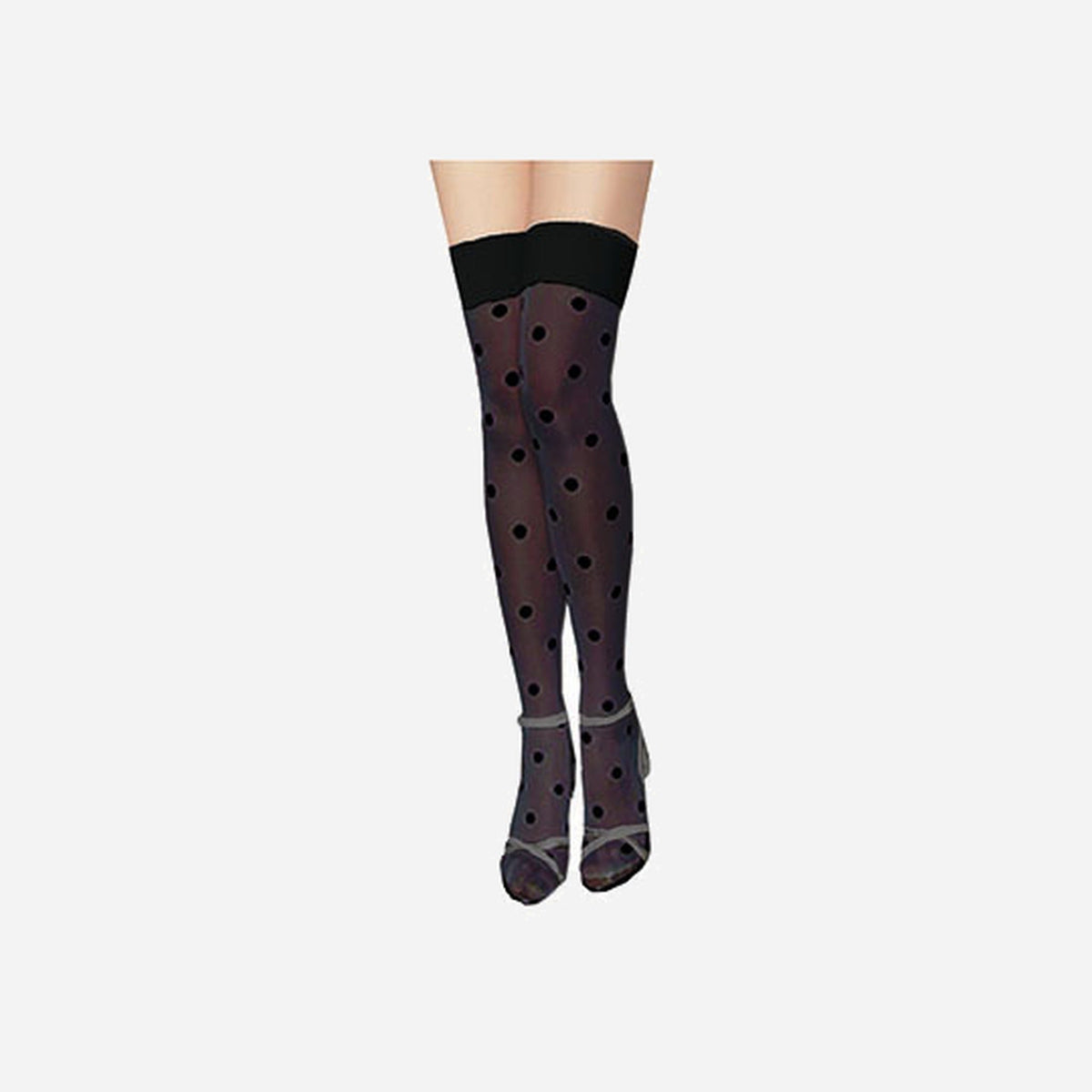 Paire de bas pour femme noir à pois noir