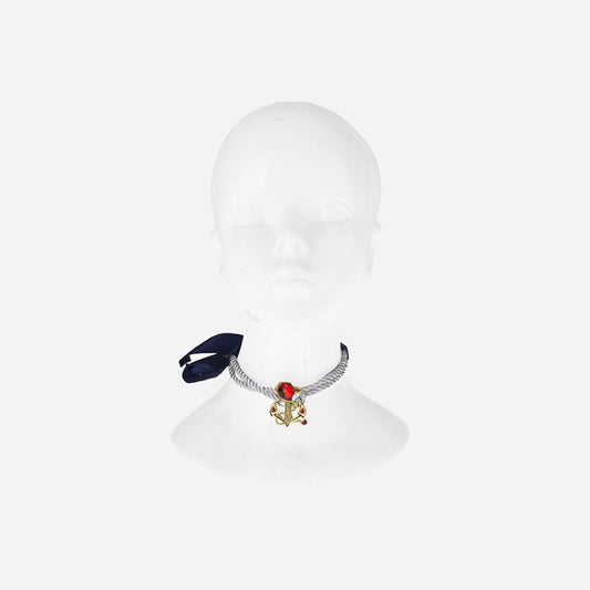 Collier marin ancre avec rubis fantaisie