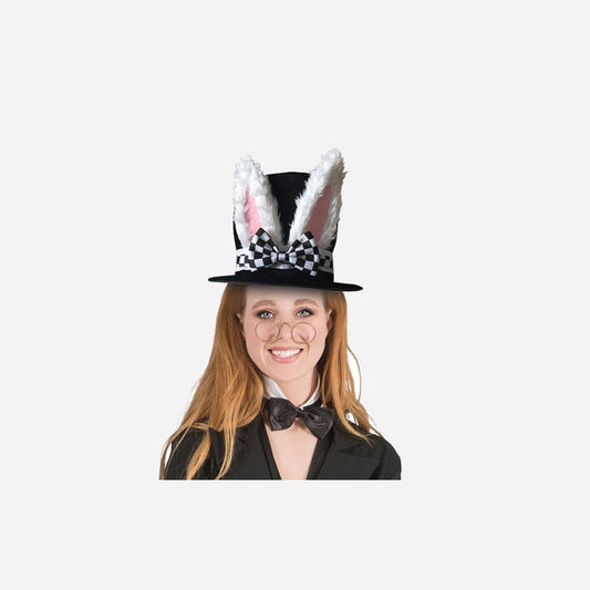 Chapeau haut de forme noir oreilles de lapin 22 cm