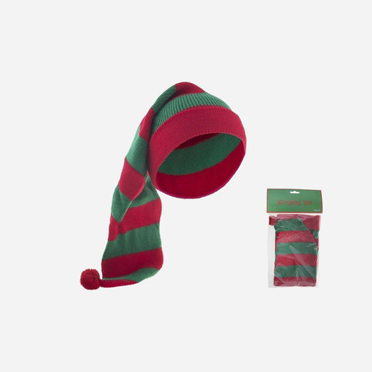 Bonnet de nuit long rouge vert 58 cm
