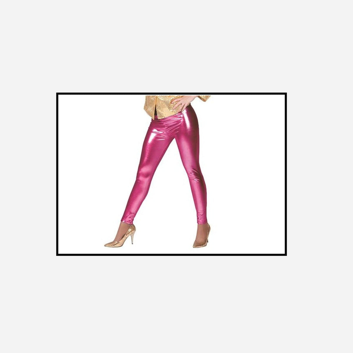 Pantalon legging effet brillant/métal rose