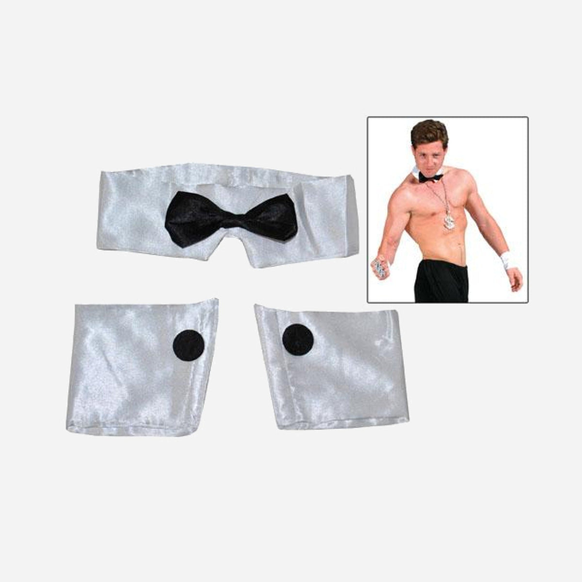 Set accessoires chippendale stripteaseur blanc 3 pièces