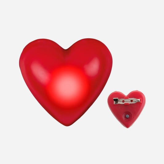 Badge broche LED coeur 4x3.5 cm