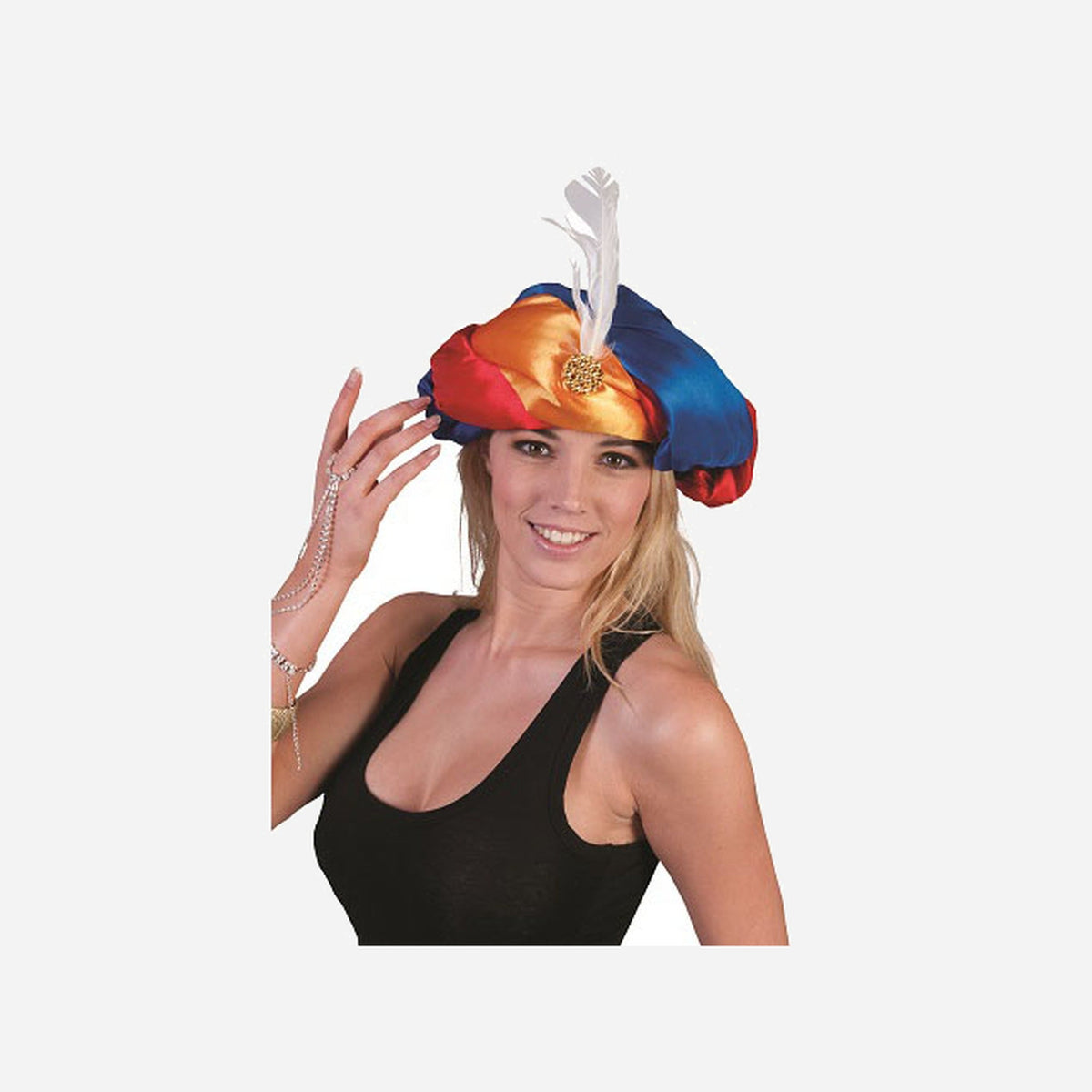 Chapeau de sultan satin avec plume