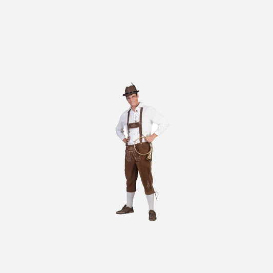 Pantalon à bretelles de tyrolien en cuir PU brun