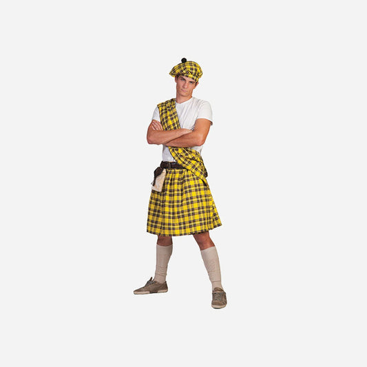 Déguisement d'écossais homme jaune 4 pièces Taille unique