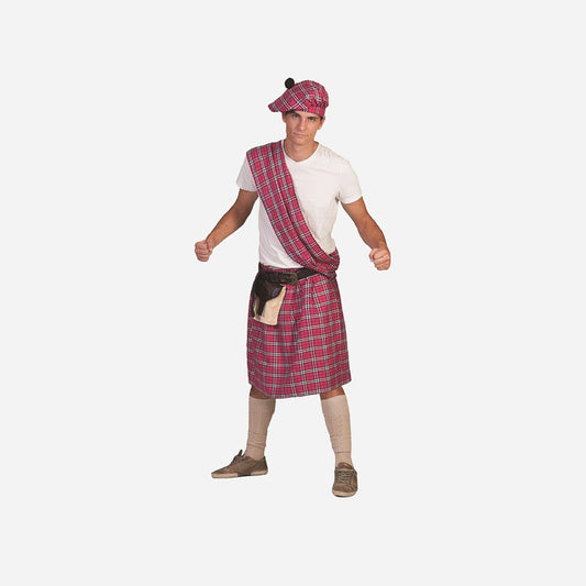 Déguisement d'écossais homme rose 4 pièces Taille unique