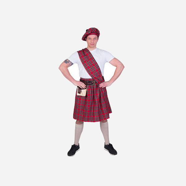 Déguisement d'écossais homme rouge 4 pièces Taille unique