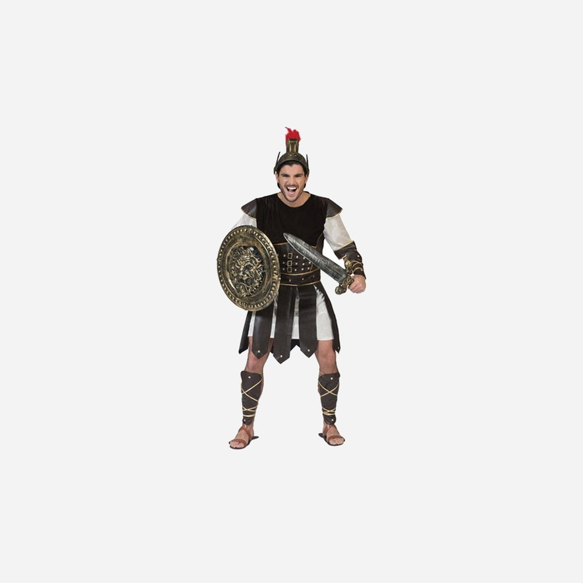 Déguisement de gladiateur romain marron 5 pièces homme Taille XL/XXL