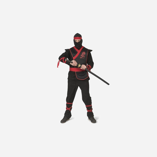 Déguisement de ninja noir 7 pièces homme