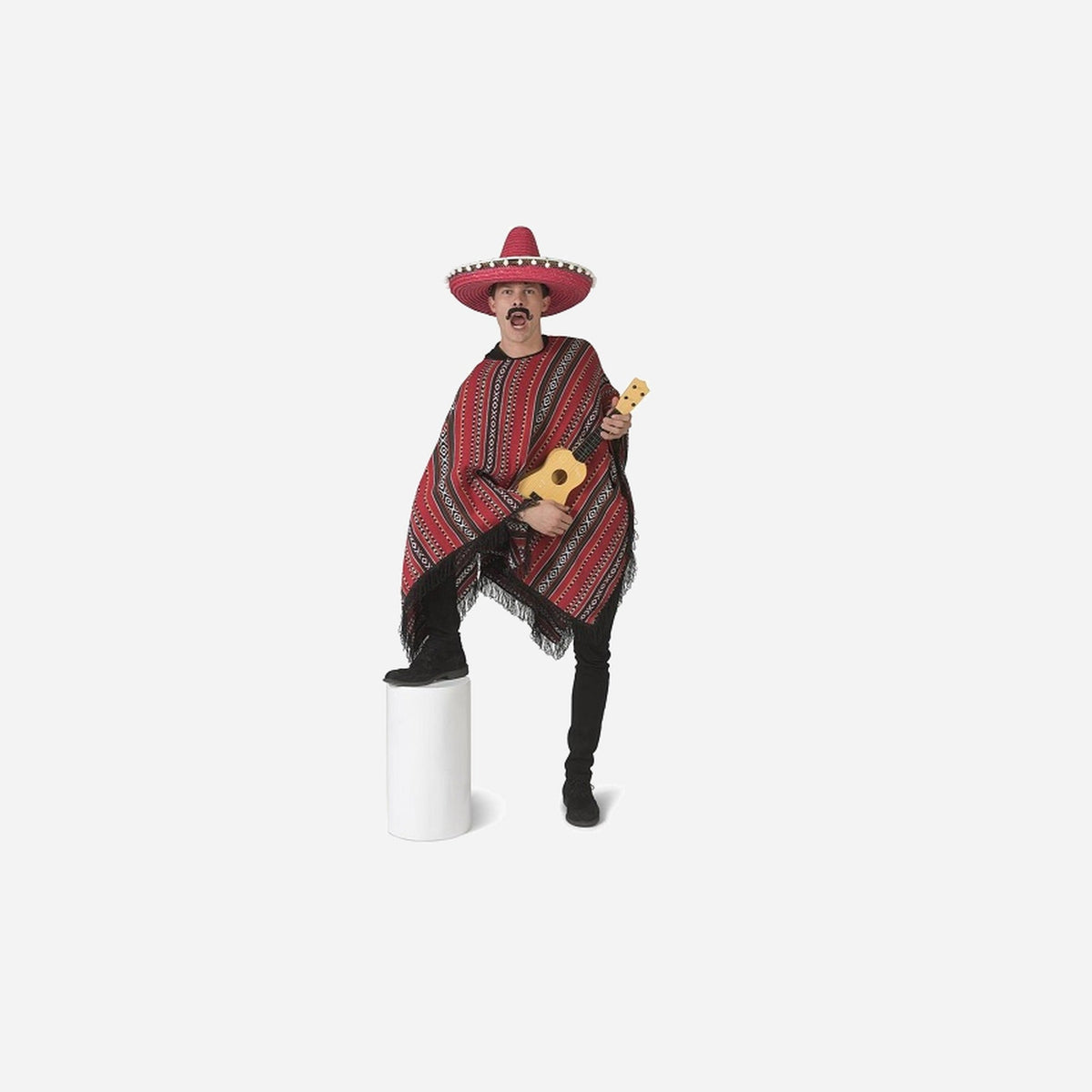 Poncho adulte mexicain Taille unique épais rouge