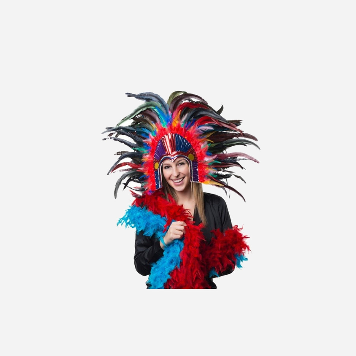 Coiffe tiare carnaval de Rio à plumes longues