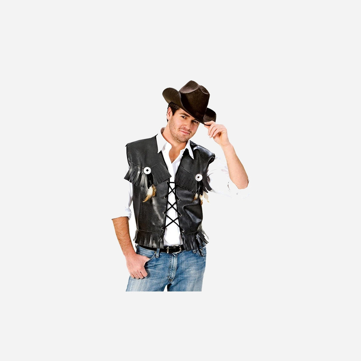 Gilet à franges de cowboy noir