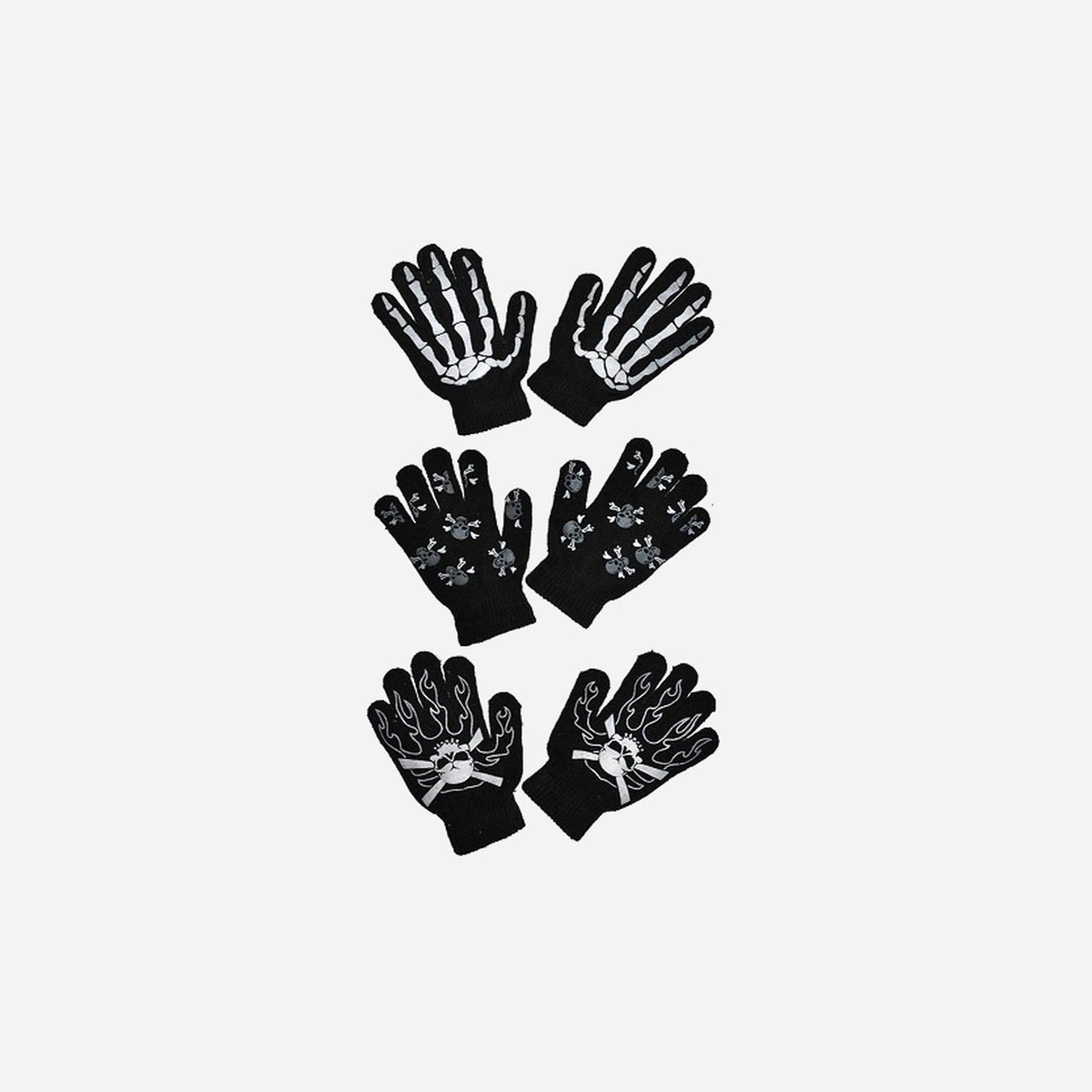 Paire de gants motifs tête de mort assorti de déguisement