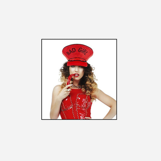 Casquette géante motif "Bad Girl" rouge adulte fantaisie