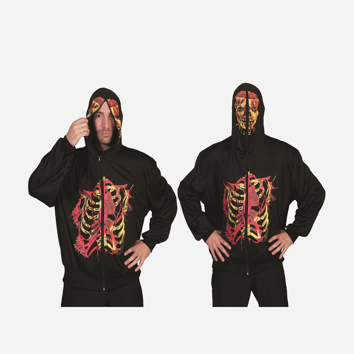 Sweat avec cagoule squelette organes homme Taille M