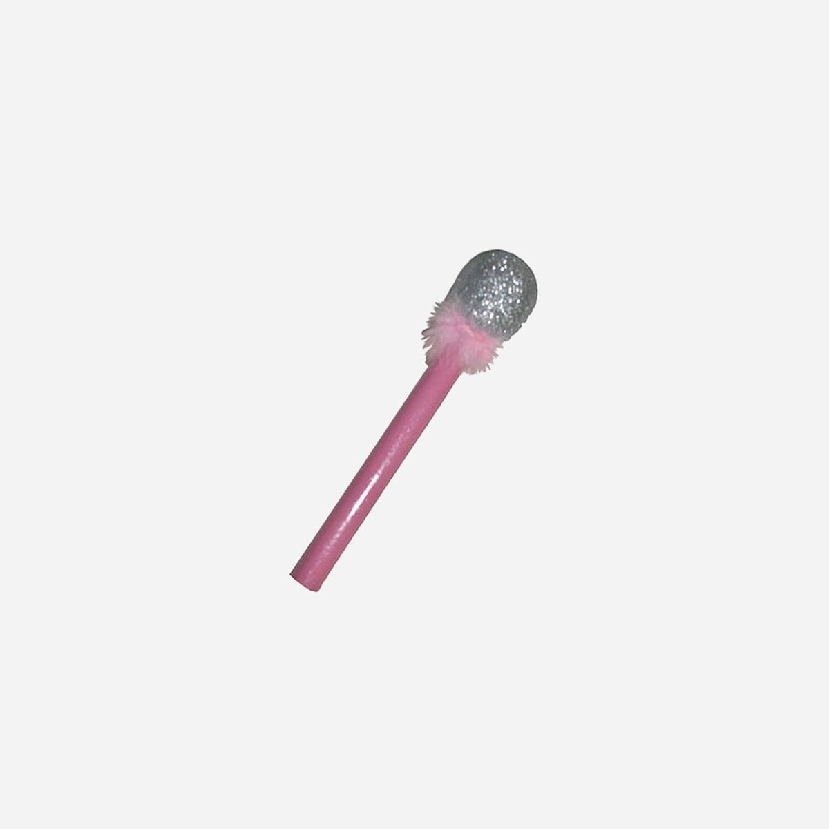 Microphone factice avec moumoute rose 26 cm
