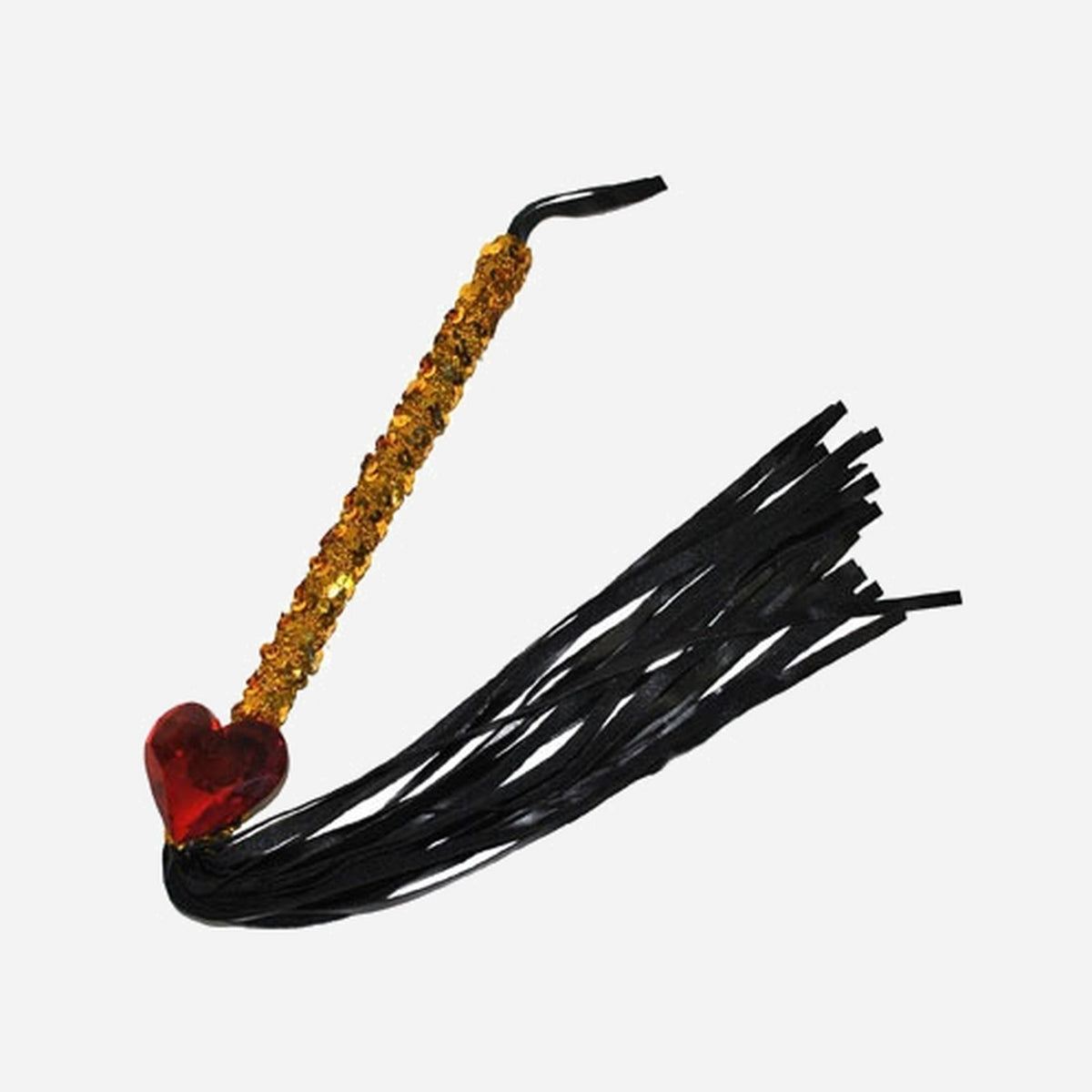 Fouet coeur & strass dorés 27 cm