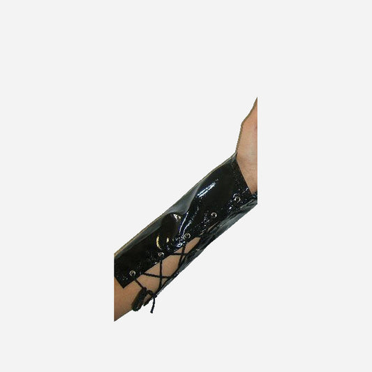 Paire de brassières simili cuir noir 25 cm