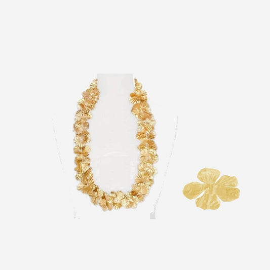 Collier de fleurs Tahiti Hawaï réveillon or fantaisie